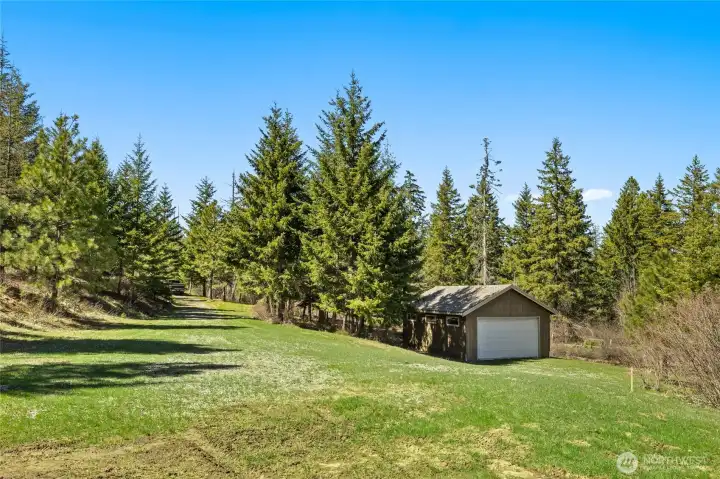 Meadow and view of the shop.
