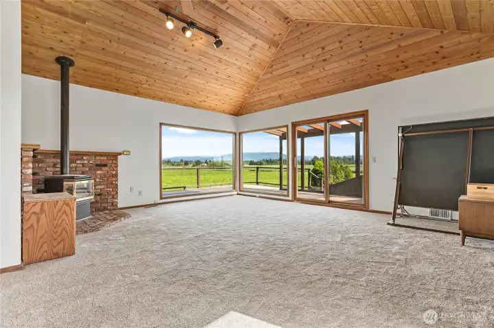 Great Room - with gas FP and covered deck off with unobstructed views of Mt Baker