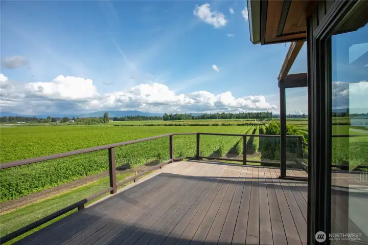 Upper level deck off the Great Room with unobstructed views of Mt Baker