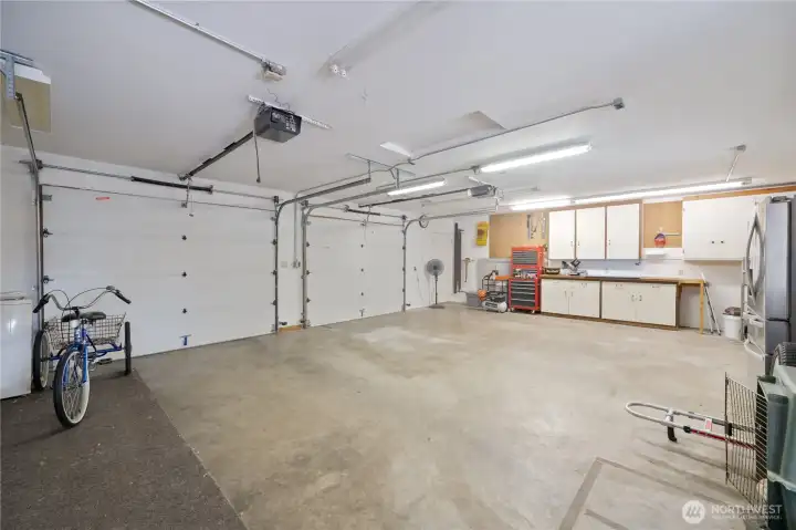 Large two car attached garage with shop space Large two car attached garage with shop space