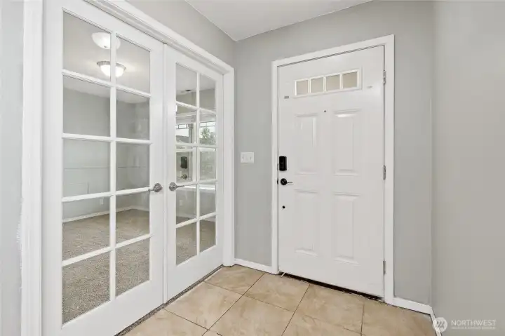 Front office/den space with French Doors