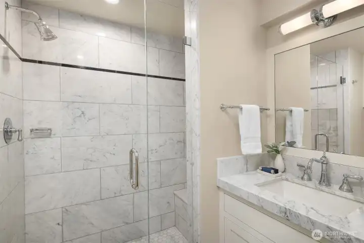 Marble tile throughout Marble tile throughout
