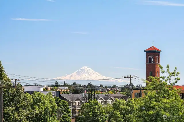 Stunning year-round views from the roof of Mt. Rainier, Puget Sound and the Olympic mountain range.