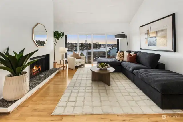 Upstairs Den with wood buring fireplace