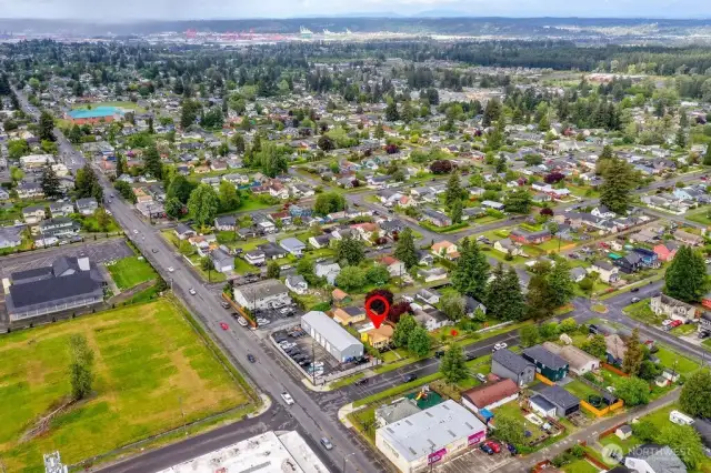 Subject property fits on the border of commercial properties and residential properties.