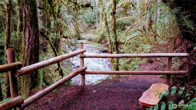 Meditation and river viewing spaces.
