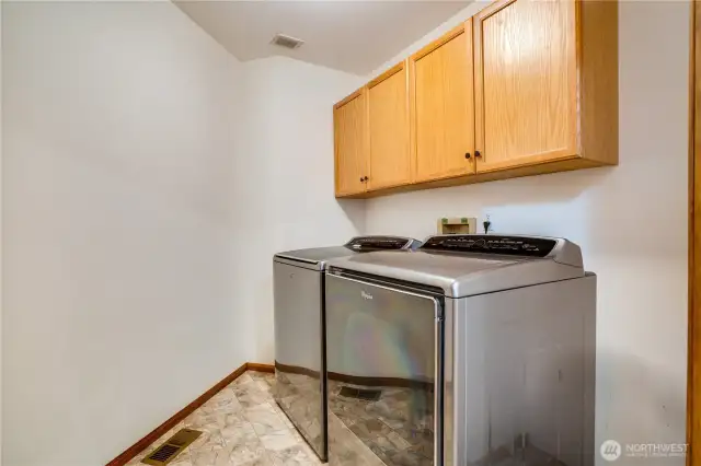 laundry room with built-in cabinets and modern functionality.