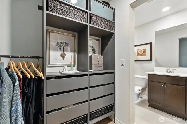 Walk-In Closet off Ensuite Bathroom in Primary Bedroom