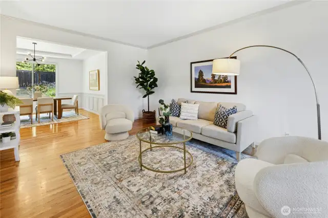 The living room is spacious and has a nice front window that overlooks the front grounds.