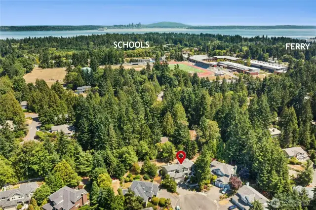 Close to everything; all levels of schools, the ferry, Winslow shops and restaurants.