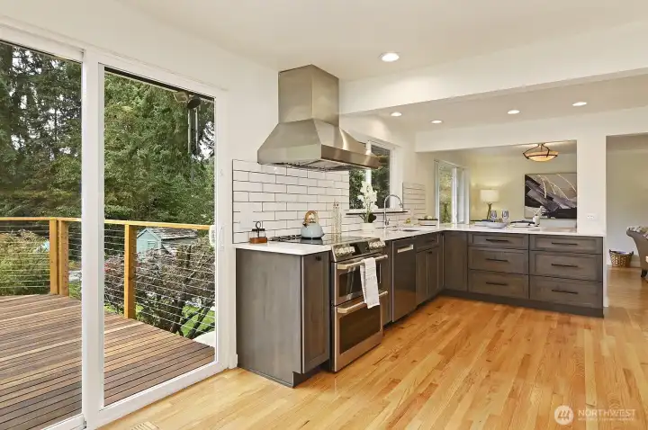 Kitchen leads to entertainment deck