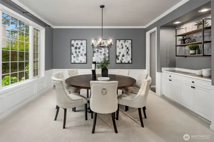 Gather in style - this elegant dining room offers the perfect setting for hosting holidays, dinner parties, or memorable family meals.