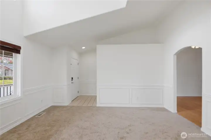 Living room with vaulted ceilings