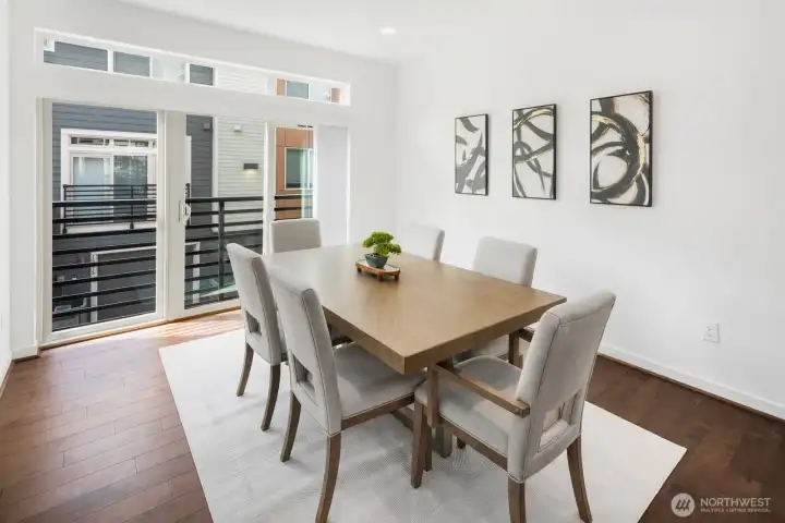 Dining room can accommodate a large table without cramping your style.