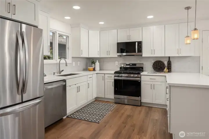 Welcome to your brand new kitchen with gas cooking, lots of storage and lots of counter space.