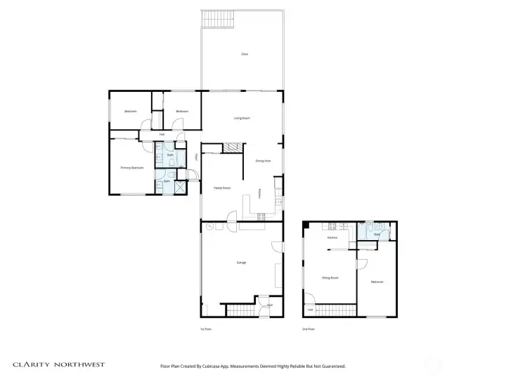 This home has a fantastic floorplan as seen here. The ADU apartment floorplan is to the right of the garage.