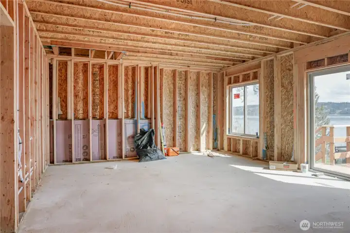 Views of a family Room downstairs.
