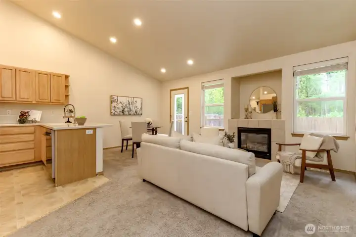 Gas fireplace makes the best focal point with warm winter nights.