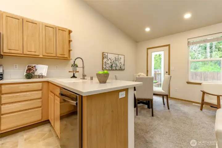 Kitchen is open to the dining and family room.