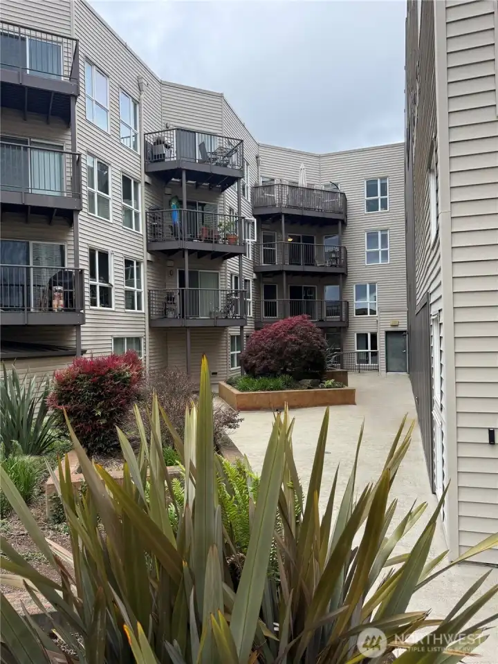 Courtyard view toward unit. This courtyard creates your Inner Sanctum! Pressure washing coming soon. Courtyard view toward unit. This courtyard creates your Inner Sanctum! Pressure washing coming soon.