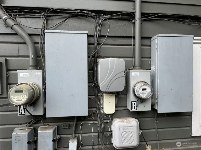 Separate electric meters and panels for Unit A & Unit B.