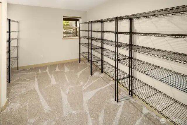 A basement bedroom that was previously used for storage.