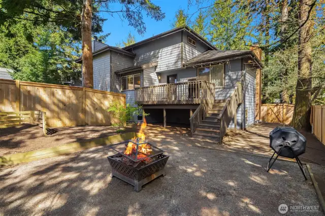Deck off of the kitchen and a perfect spot for a fire.