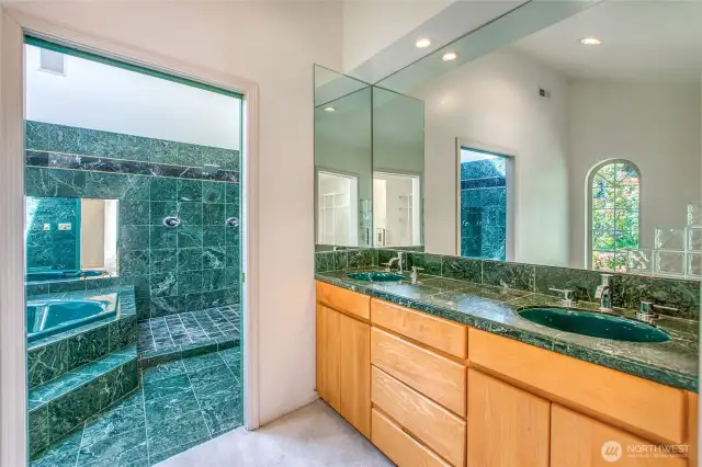 Entrance to marble bathroom