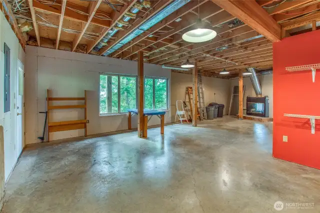 Shop area with fireplace!