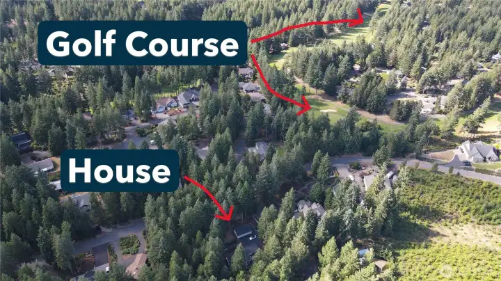 Birdseye view of golf course-home location