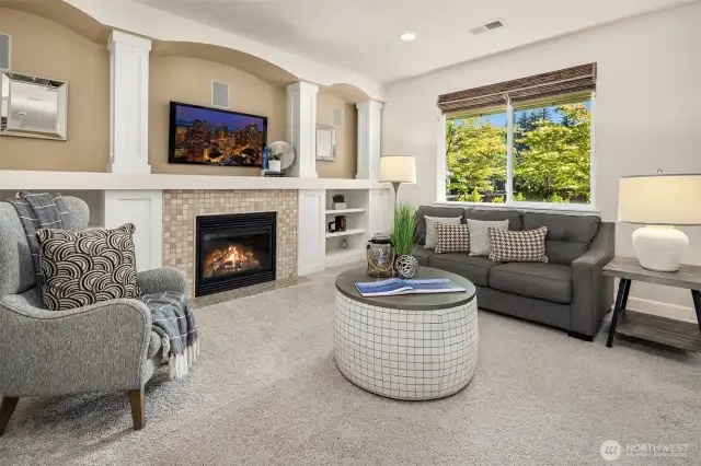 Relax in the family room with all ready-built-in cabling for your electronics.