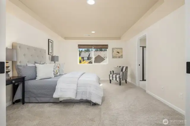 Primary suite light with neutral palette ready for your designer touches.