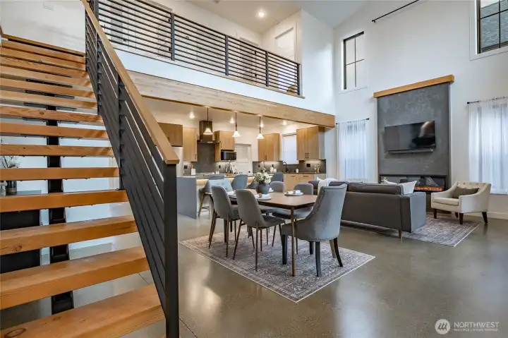 Let's go upstairs to view the loft/media/meditation space, two bedrooms and 3/4 gorgeous bath! Check out the floors when you get there.