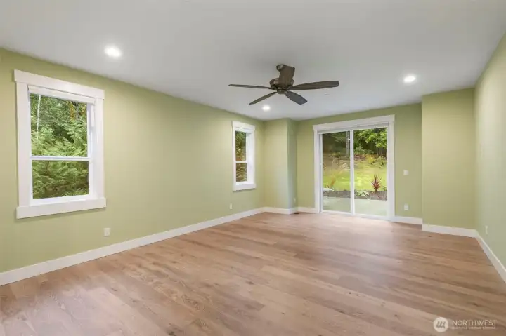 Primary with sliders leading out to back paito.