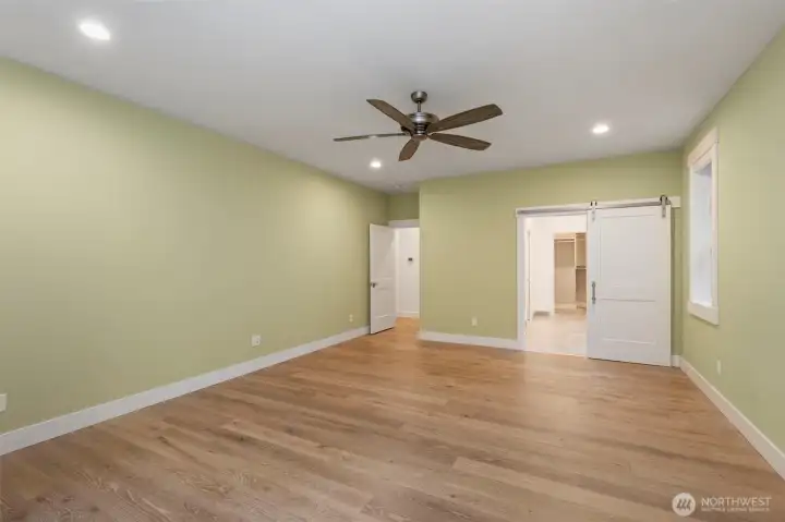 Primary bedroom & bath have remote control blinds.