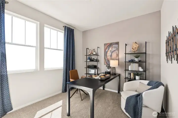 Bedroom 3 perfect for a sleep space or home office area. Actual home is under construction. Colors, materials, and features may vary. See site agent for details.