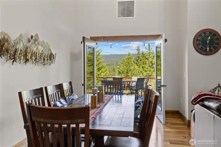 Dining area with doors to back patio