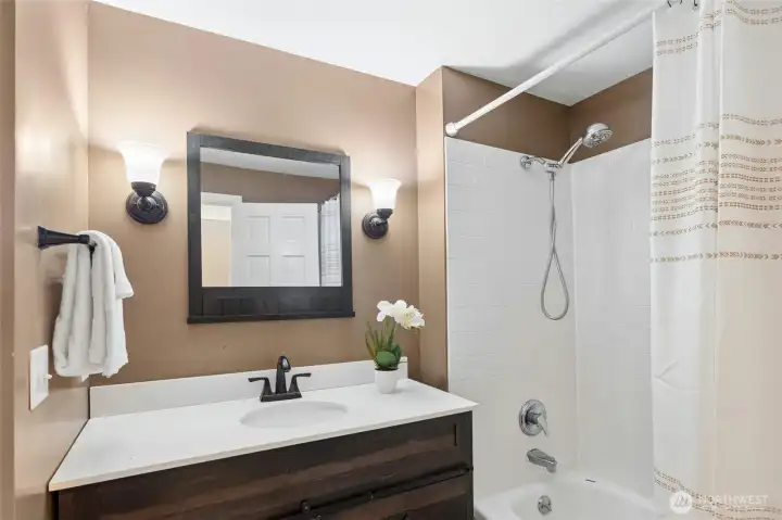 Full bath on upper level.