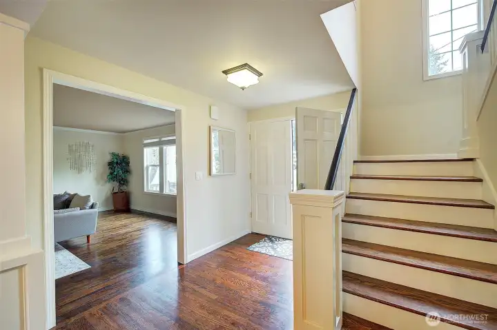 Entry with stairs to the second level. Entry with stairs to the second level.