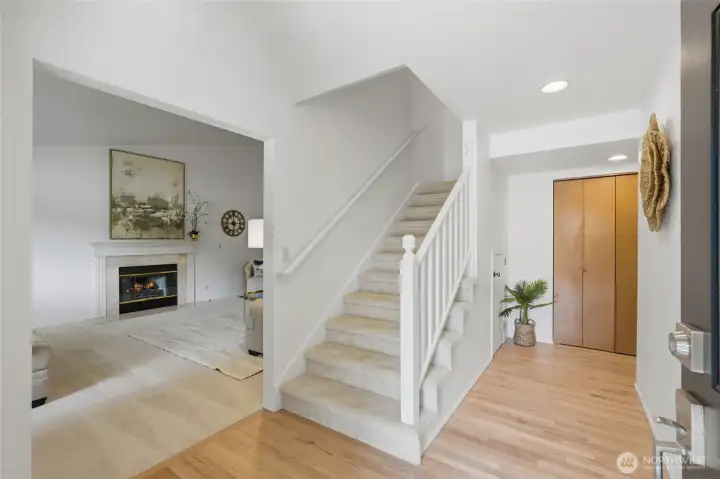 Inviting foyer experience for guests and homeowners alike.