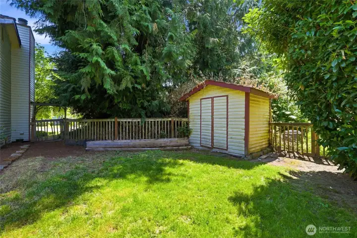 Fully fenced yard offers privacy and security.