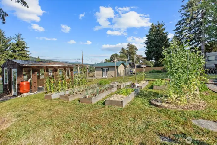 Green house and garden raised beds Green house and garden raised beds