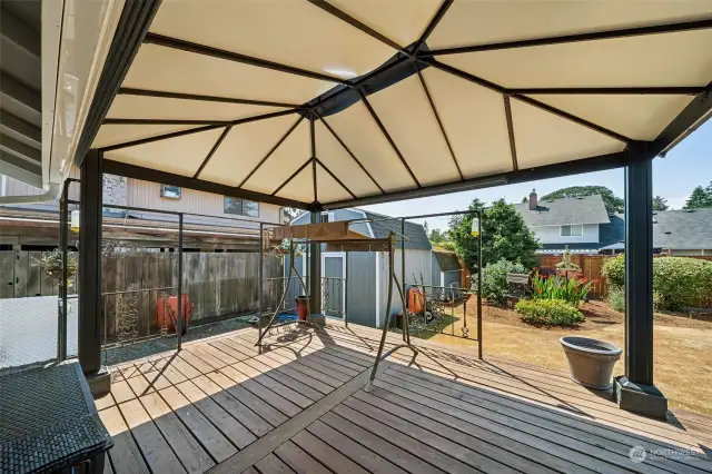 Large, covered deck.