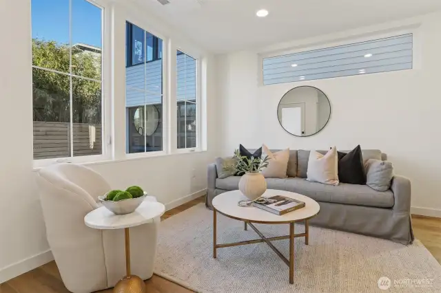 Cozy Living Room with Oversized Windows