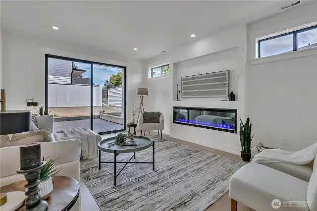 Spacious living room with slider to back patio