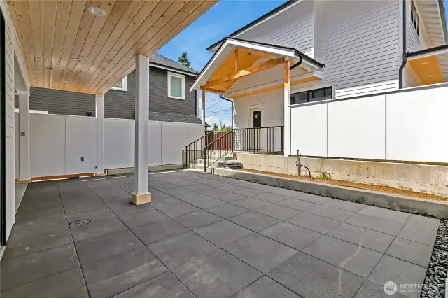 Spacious patio with gas plumbed in