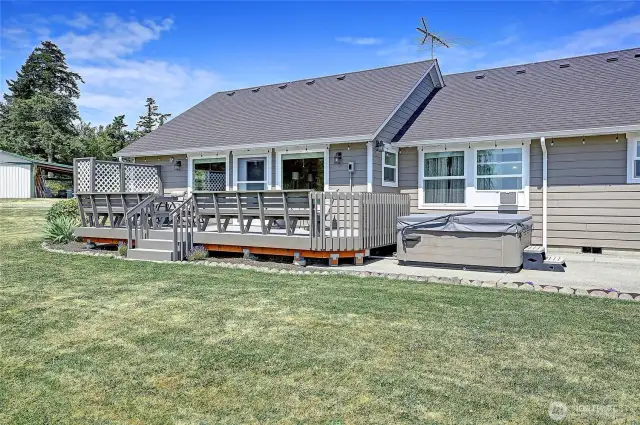 Guest home deck side. The six person 2019 Bull Frog hot tub conveys...