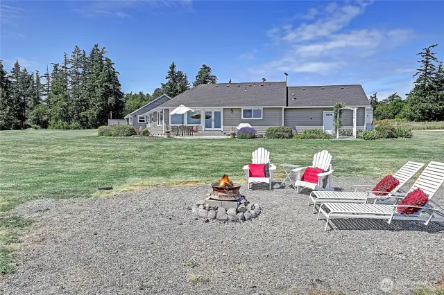 Level property is sure a bonus. Great fire pit area to relax and take in the views...