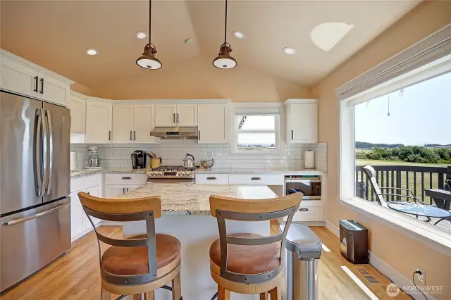 Guest home kitchen with eating space...