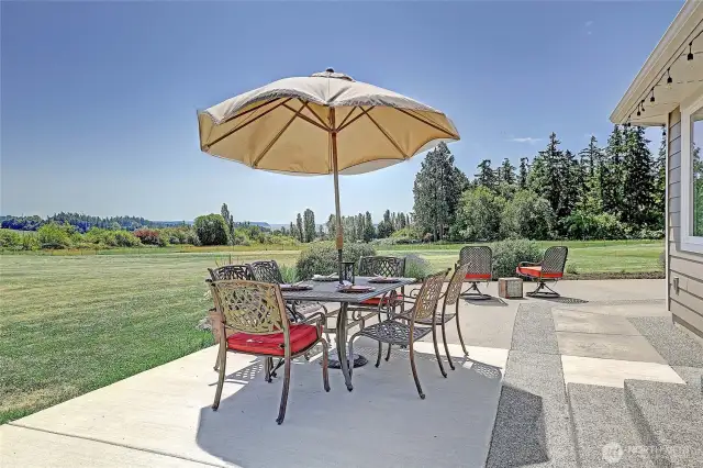 Sunny patio with low maintenance garden area...